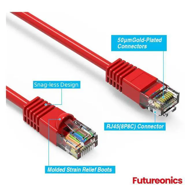 Alt view image 4 of 7 - (5 Pack Cat 6 Ethernet Cable 175 Feet Red UTP Booted 175 FT Computer Network Cable, Internet Cable, Cat 6 Cable