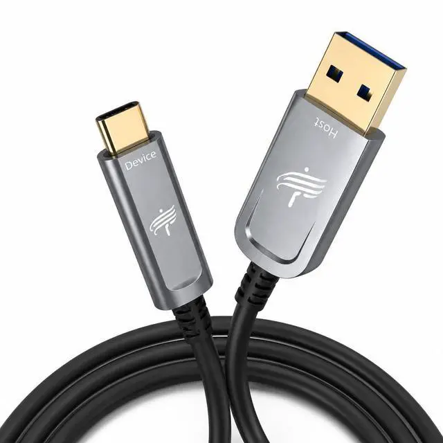Main image of Fiber Optic USB A to USB C Cable(50ft),High Speed 10Gbps USB 3.2 Gen2 Active Optical Cable for VR, Webcam, Laptop,Camera,Projector etc,Grey