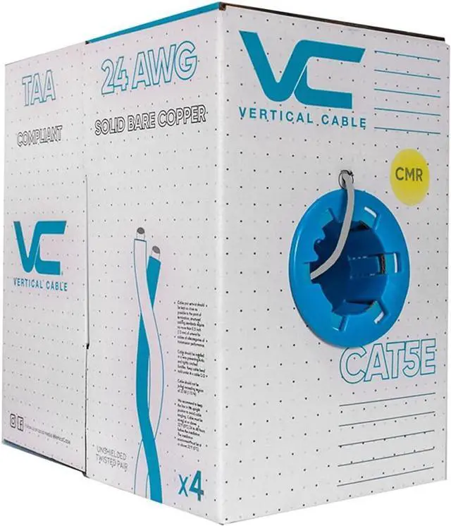 Main image of Vertical Cable Cat5e, 350 MHz, UTP, 24AWG, 8C Solid Bare Copper, 1000ft, Bulk Ethernet Cable - 151 Series, Gray