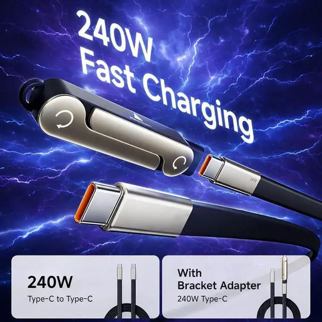 Alt view image 4 of 7 - Invisible Holder Charger Cable with Stand, 2-in-1 Detachable Phone Stand & Durable Type-C Cord, 240W Super Fast Power Delivery for Mobile Gaming, Compatible with iPhone and Samsung