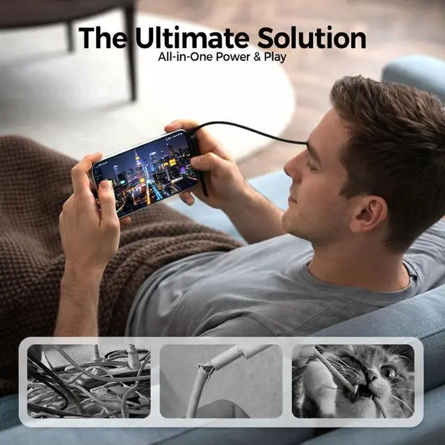 Alt view image 7 of 7 - Invisible Holder Charger Cable with Stand, 2-in-1 Detachable Phone Stand & Durable Type-C Cord, 240W Super Fast Power Delivery for Mobile Gaming, Compatible with iPhone and Samsung