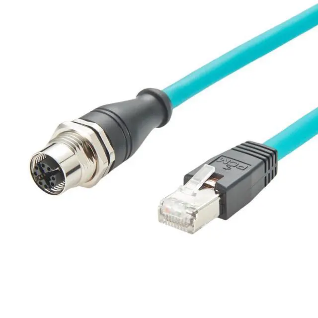 Alt view image 3 of 7 - M12 X Code 8Pin to RJ45 Bulkhead Panel Mount Cable M12 Female to RJ45 CAT6A Ethernet Shielded Cord High Flex S/FTP GigE Cable for Machine Vision Industrial Camera PoE Sensor(0.3M/1FT)
