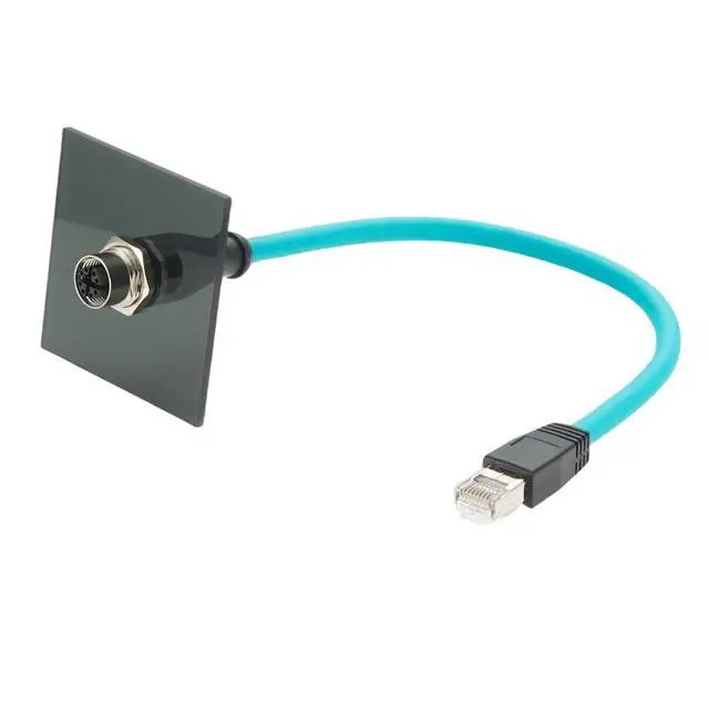 Alt view image 5 of 7 - M12 X Code 8Pin to RJ45 Bulkhead Panel Mount Cable M12 Female to RJ45 CAT6A Ethernet Shielded Cord High Flex S/FTP GigE Cable for Machine Vision Industrial Camera PoE Sensor(0.3M/1FT)
