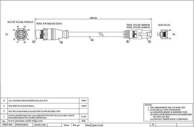 Alt view image 7 of 7 - M12 X Code 8Pin to RJ45 Bulkhead Panel Mount Cable M12 Female to RJ45 CAT6A Ethernet Shielded Cord High Flex S/FTP GigE Cable for Machine Vision Industrial Camera PoE Sensor(0.3M/1FT)