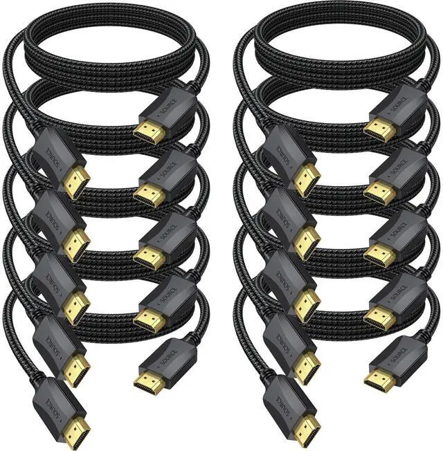 Main image of 10 FT HDMI Cable 10-Pack, 4K HDMI Cable Multipack Braided- High Speed Shielded HDMI 2.0 Cable with HDCP2.2,HDR,3D,ARC & CL3 Rated,10-bit 4:2:2 for Computer, Monitor, Laptop, Projector, Soundbar,PS4/5