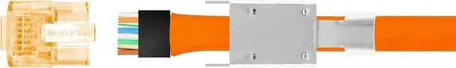 Alt view image 3 of 6 - Simply45 Standard RJ45 Modular Plugs for 10G Cat7a/7/6a Shielded, External Ground with Bar45 Orange Tint - 50pcs/Jar