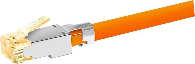 Alt view image 4 of 6 - Simply45 Standard RJ45 Modular Plugs for 10G Cat7a/7/6a Shielded, External Ground with Bar45 Orange Tint - 50pcs/Jar