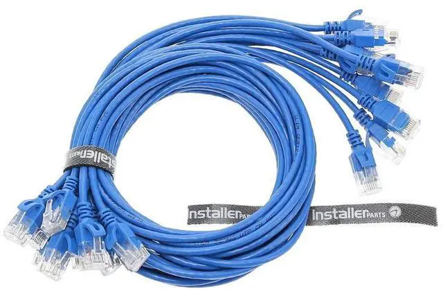Main image of InstallerParts Ethernet Cable CAT6A Slim Cable UTP Booted 10 FT (10 Pack) - Blue - Professional Series - 10Gigabit/Sec Network/High Speed Internet Cable, 28AWG, 550MHZ