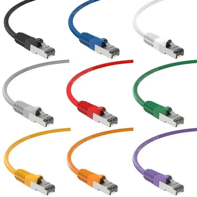 Alt view image 3 of 5 - InstallerParts (5 Pack Ethernet Cable CAT7 Cable Shielded (SSTP) Booted 8 FT - White - Professional Series - 10Gigabit/Sec Network/High Speed Internet Cable, 600MHZ