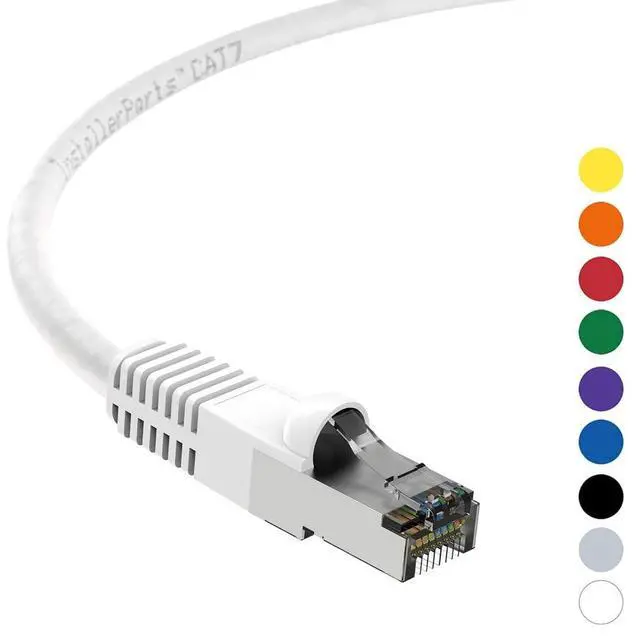 Alt view image 5 of 5 - InstallerParts (5 Pack Ethernet Cable CAT7 Cable Shielded (SSTP) Booted 8 FT - White - Professional Series - 10Gigabit/Sec Network/High Speed Internet Cable, 600MHZ