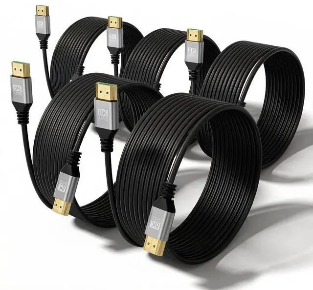 Main image of 8K Slim HDMI Cables 15FT 5-Pack, 48Gbps Ultra High-Speed, HDMI 2.1 Cord Supports VRR, ALLM, eARC, HDCP2.3, Dolby Atmos & DTS:X, HDR10+ for TV, Monitor, Computer, Laptop, Projector, PS5, Xbox