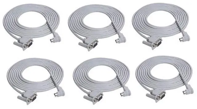 Main image of 6pcs Universal PLC Programming Cable for Allen Bradley MicroLogix 1000/1100/1200/1400/1500, 9.8ft, 8-Pin Round + Right-Angle + DB9F
