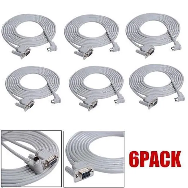 Alt view image 2 of 5 - 6pcs Universal PLC Programming Cable for Allen Bradley MicroLogix 1000/1100/1200/1400/1500, 9.8ft, 8-Pin Round + Right-Angle + DB9F