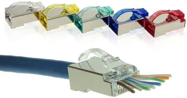 Main image of LINKUP Cat6 RJ45 Pass Through Connectors | Self-Protective Curved Unbendable Latch - No Boot Required | Durable, Space-Saving Ethernet Ends for Solid & Stranded Cable | Performance RJ45 Termination