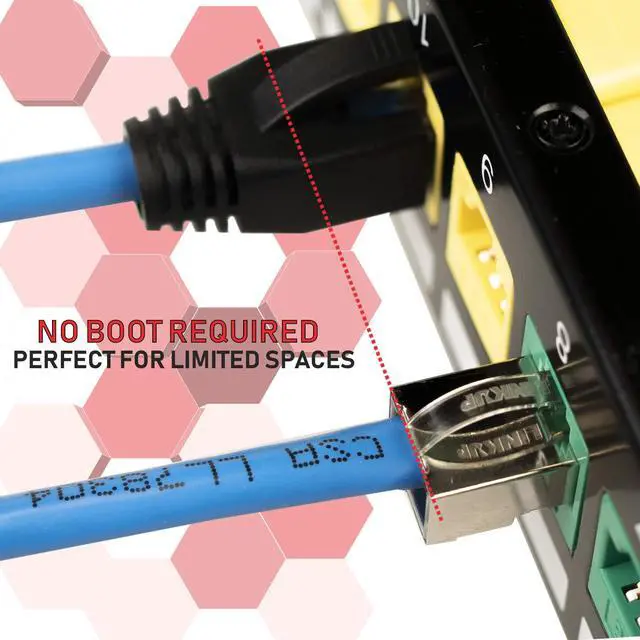 Alt view image 6 of 7 - LINKUP Cat6 RJ45 Pass Through Connectors | Self-Protective Curved Unbendable Latch - No Boot Required | Durable, Space-Saving Ethernet Ends for Solid & Stranded Cable | Performance RJ45 Termination