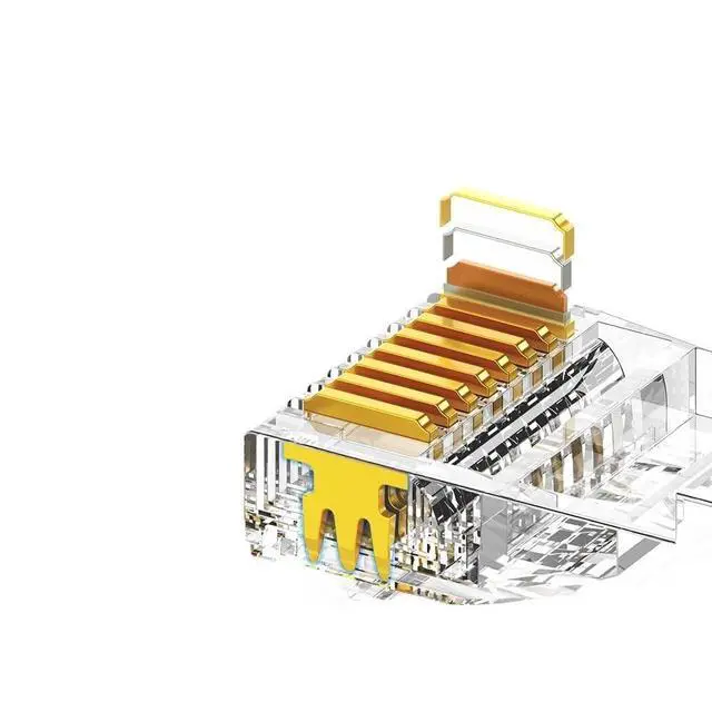 Alt view image 4 of 7 - RJ45 Connector 50U Gold Plated CAT7 CAT6 CAT5E Pass Through Modular Plug 8P8C Crimp End(30 Pieces,CAT6 STP)