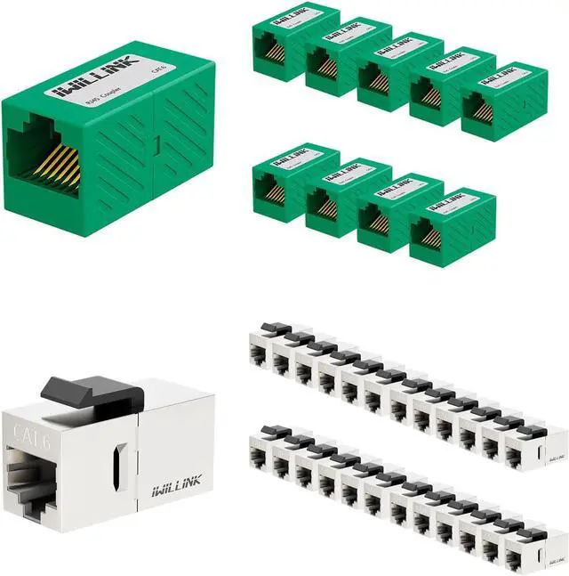 Main image of iwillink RJ45 Coupler 10-Pack and Cat6 Coupler RJ45 Cat6 Shielded Coupler 25-Pack