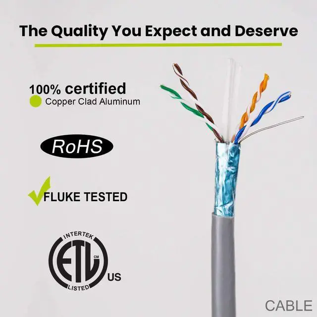 Alt view image 4 of 7 - MIYAKO USA Cat6, 1000ft, 23AWG 4 Pair Solid Copper CLAD Aluminum, 550MHz, Unshielded Twisted Pair (UTP), Bulk Ethernet Cable Pull Box Gray (23-CAT6E)