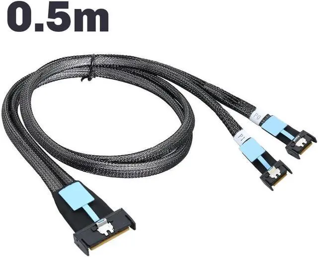 Alt view image 5 of 7 - Gen5 MClo X8 Adapter Cable Gen5 MCIO X8 to Dual MCIO X4 Server Cable for PC 3.0 U.2 Oculink Pcie Cable 0.5M