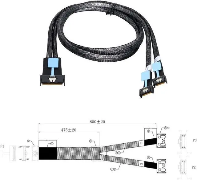 Alt view image 7 of 7 - Gen5 MClo X8 Adapter Cable Gen5 MCIO X8 to Dual MCIO X4 Server Cable for PC 3.0 U.2 Oculink Pcie Cable 0.5M