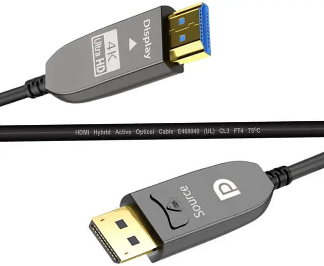 Main image of DisplayPort to HDMI Fiber Cable 10ft, Long Extend Uni-Directional DP to HDMI 4K60Hz 18Gbps, HDR10, HDCP2.2 for Blue-ray, Projector, Computer, Laptop, 3D Video, Set Box, DVR, Game Consoles etc
