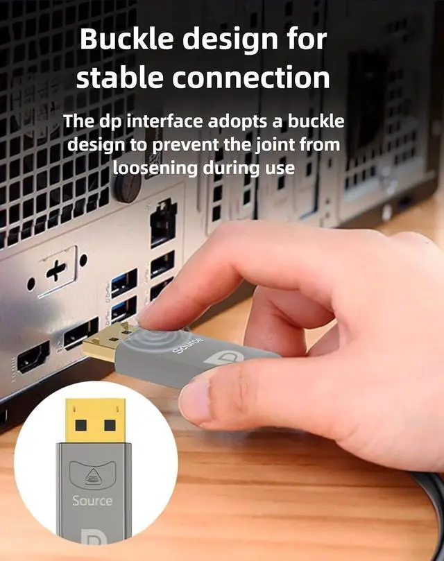 Alt view image 5 of 7 - DisplayPort to HDMI Fiber Cable 10ft, Long Extend Uni-Directional DP to HDMI 4K60Hz 18Gbps, HDR10, HDCP2.2 for Blue-ray, Projector, Computer, Laptop, 3D Video, Set Box, DVR, Game Consoles etc