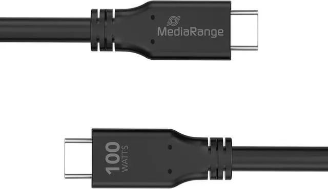 Alt view image 2 of 3 - MediaRange USB Type-C® Charging and Data Cable with E-Mark Chip, USB 3.2 Gen 1x2, 10 Gbit/s, Supports USB-C Power Delivery 3.0, Quick Charge 3.0 and PPS, 100 W Max, 3.0 m, Black