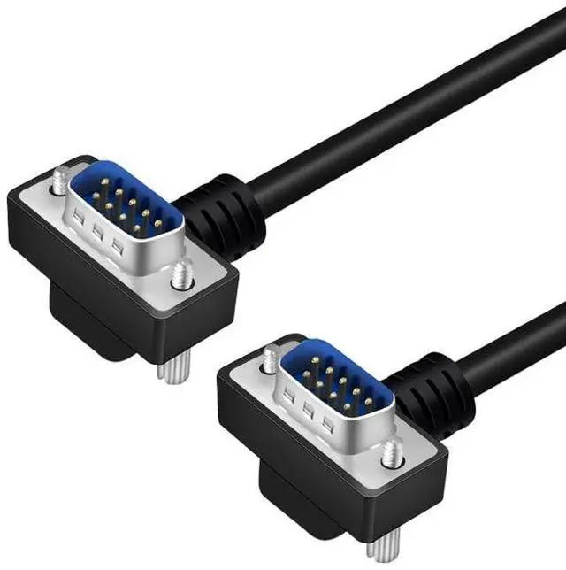 Main image of DB9 RS232 Serial Port Cable Down Right Angle 9 Pin RS232 COM Port Connection Cable (270 Degree Nickel Plated - Male to Male, 15m)