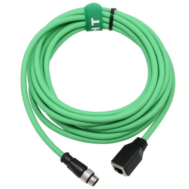 Main image of M12 4 Pin D Coded to RJ45 Jack Ethernet Network Adapter Cable Cat5e for SICK Sensor Camera Barcode Reader Profinet High Flex 8m, Green
