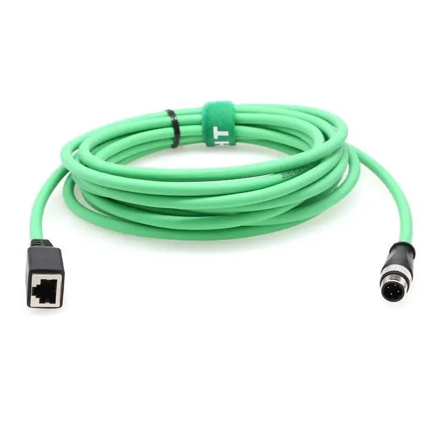 Alt view image 5 of 7 - M12 4 Pin D Coded to RJ45 Jack Ethernet Network Adapter Cable Cat5e for SICK Sensor Camera Barcode Reader Profinet High Flex 8m, Green