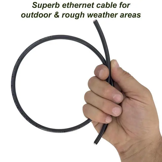 Alt view image 4 of 4 - 2102 Cat6 BC Outdoor Direct Burial ETL CMX Cable Black 150ft - Waterproof UV Resistant ethernet Cable, Pure Solid Copper Conductors, Excellent for Underground and Outdoor installations