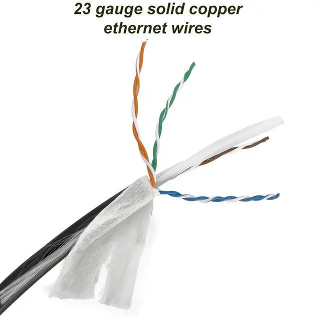 Alt view image 2 of 4 - 2102 Cat6 BC Outdoor Direct Burial ETL CMX Cable Black 150ft - Waterproof UV Resistant ethernet Cable, Pure Solid Copper Conductors, Excellent for Underground and Outdoor installations