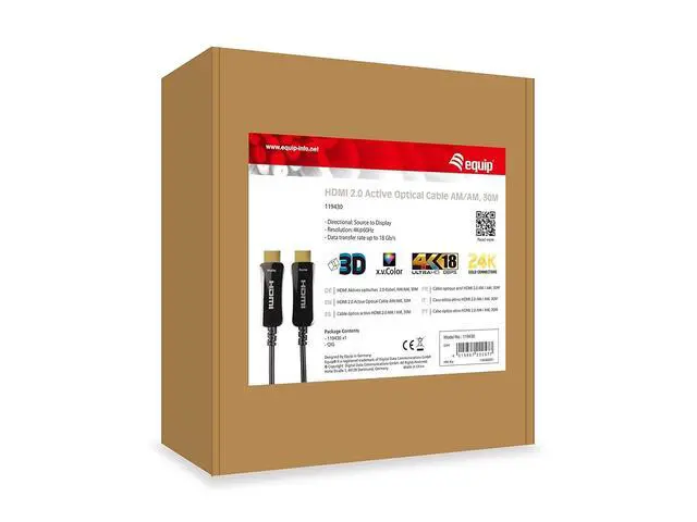 Alt view image 4 of 4 - Equip 119430 Active Optical HDMI 2.0 Cable AM/AM 30m 4K/60Hz
