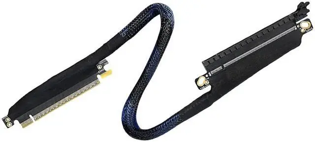 Main image of Low Loss PCIe5.0 X16 Left Entry GPU Extension Cord 180 Degree Turn Design with Abrasion Resistant MeshesHarness Risers