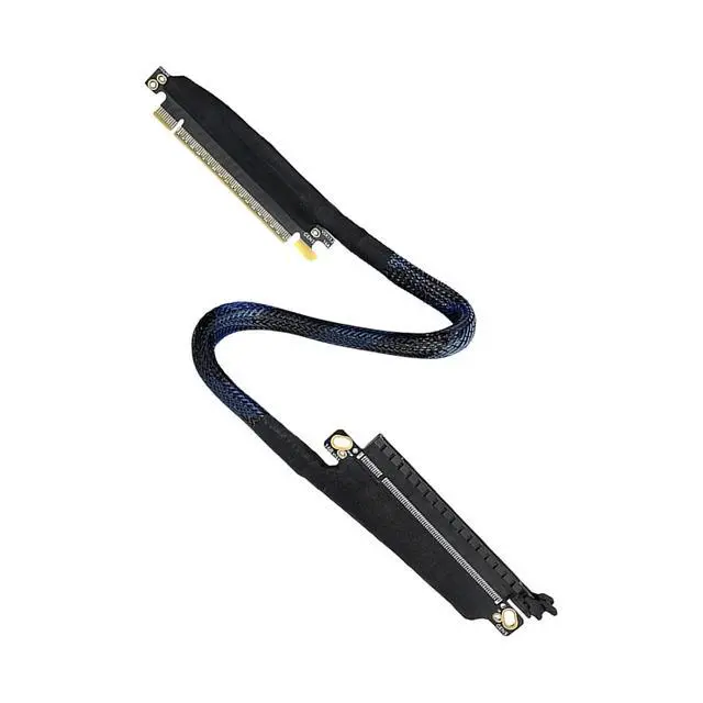 Alt view image 3 of 7 - Low Loss PCIe5.0 X16 Left Entry GPU Extension Cord 180 Degree Turn Design with Abrasion Resistant MeshesHarness Risers