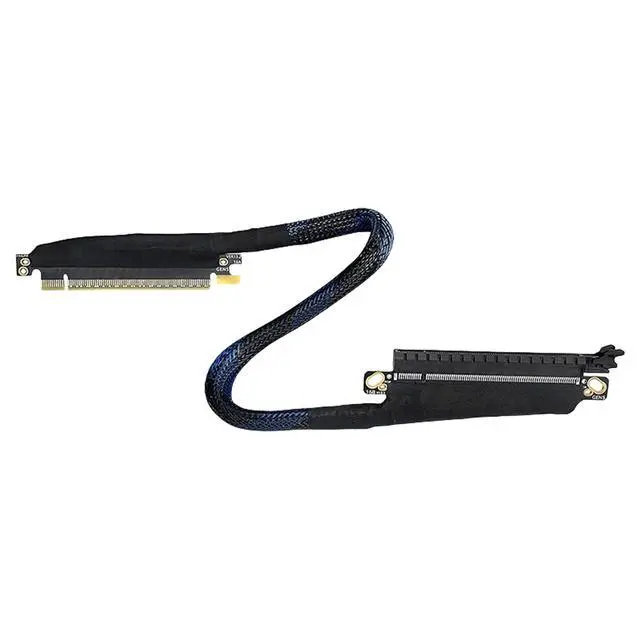 Alt view image 5 of 7 - Low Loss PCIe5.0 X16 Left Entry GPU Extension Cord 180 Degree Turn Design with Abrasion Resistant MeshesHarness Risers