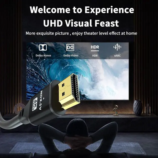 Alt view image 3 of 7 - 120FT Long Hdmi Cable, 4K@60Hz, 18Gbps High Speed HDMI 2.0 Cord, Ultra HD,Ethernet Audio Return,Video 4K,Arc,1080p,3D, HDR Compatible with Xbox,PS5/PS4,HDTV,Laptop(Black)
