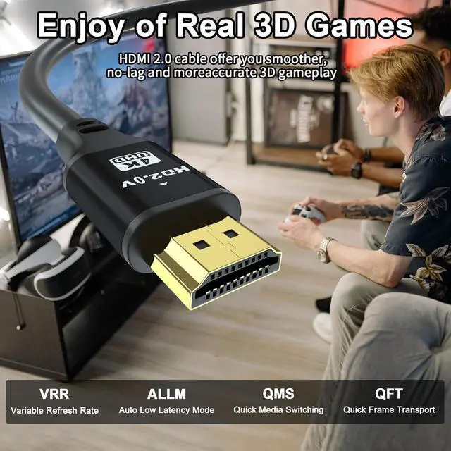 Alt view image 4 of 7 - 120FT Long Hdmi Cable, 4K@60Hz, 18Gbps High Speed HDMI 2.0 Cord, Ultra HD,Ethernet Audio Return,Video 4K,Arc,1080p,3D, HDR Compatible with Xbox,PS5/PS4,HDTV,Laptop(Black)
