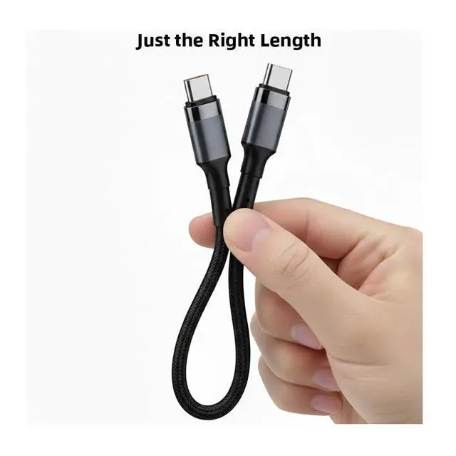 Alt view image 5 of 5 - PD 60W USB Type C to C Cable 6A Fast Data Cord 0.25M Short Power Bank Cable(Silvery)