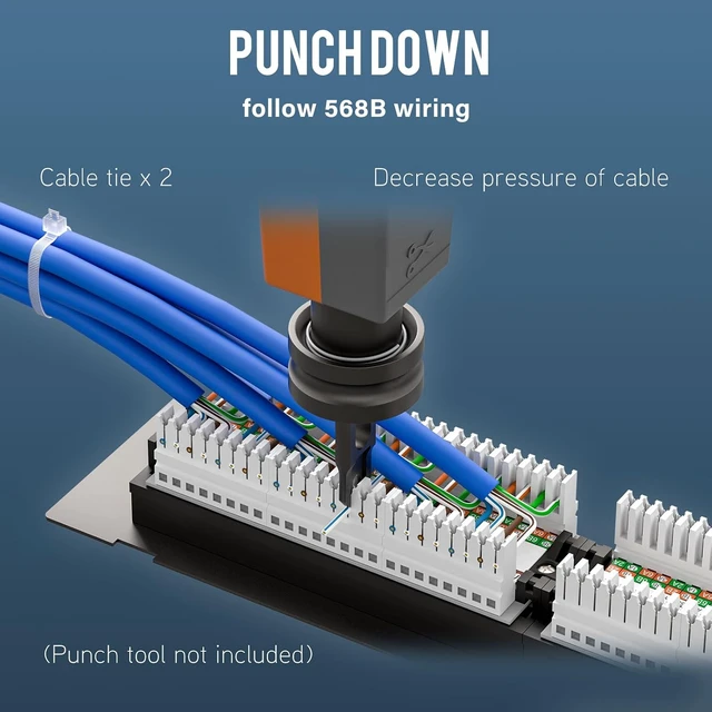 Alt view image 6 of 7 - 12 Port Patch Panel, Mini 12 Port Vertical Cat6 Patch Panel with Wallmount Bracket Included and 89D Bracket, 568A/B Compatible and RJ45 Cat6 Keystone Coupler 25-Pack