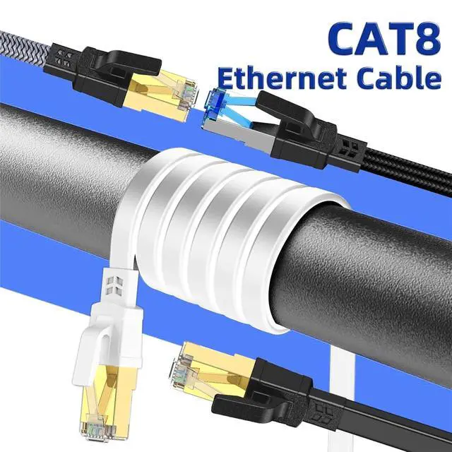 Alt view image 4 of 4 - Nylon Braided Cat8 Ethernet Cable 40Gbps 2000MHz High-Speed RJ45 Network Cord for PS5 Laptops Routers Low(Cat 8-Round Blue,25M)