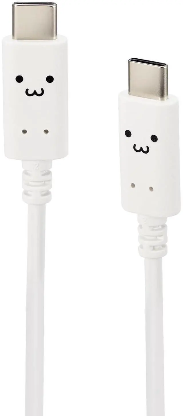 Main image of Elecom MPA-CCF20WF USB-C & USB-C Cable, 60 W, 20 V, 3 A, 2 m, USB PD Compatible, Shiro-chan (White x Black) (iPhone 16 Series Verified Compatible)