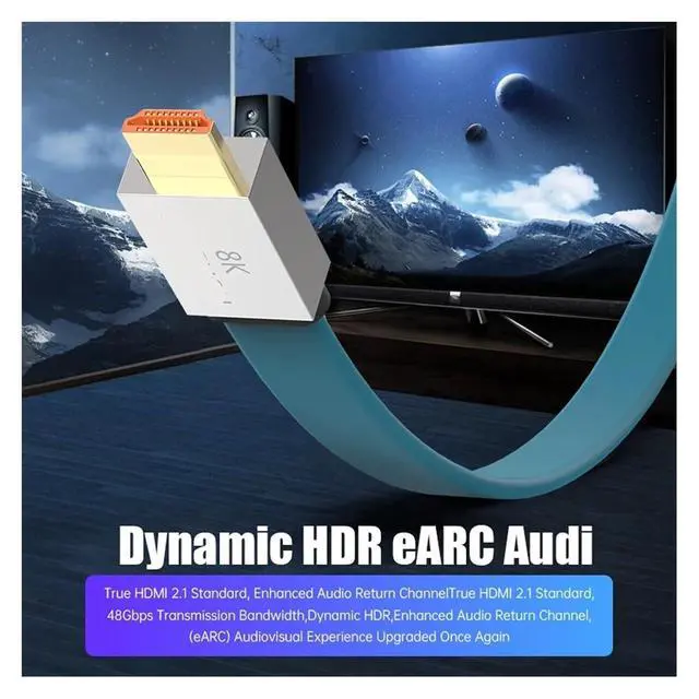 Alt view image 3 of 7 - HDMI 2.1 Cable 48Gbps 8K@60Hz 4K@120Hz Ultra High Speed HDMI Cord, HDCP 2.2 & 2.3, HDR10, EARC Support for Dolby Vision & Atmos(5m)