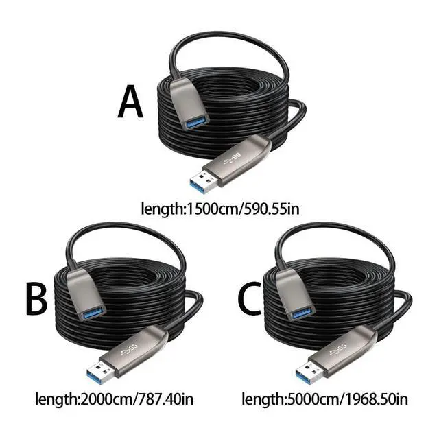 Alt view image 5 of 7 - Fast USB3.0 Fiber Opt Data Cable Male to Female Extension Fast Speed 15/20/50m