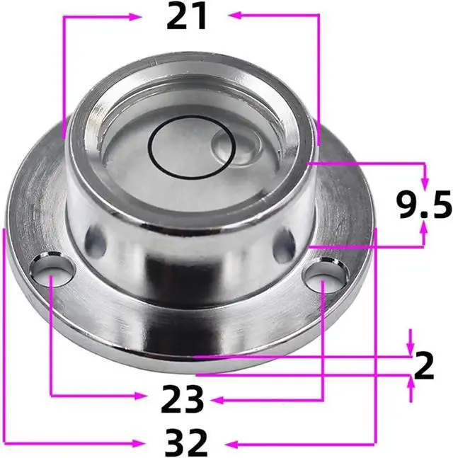 Alt view image 2 of 6 - Flange Spirit Level Bubble Bullseye Leveler with Base Horizontal Measuring Instrument Diameter 32mm High Temperature Resistance