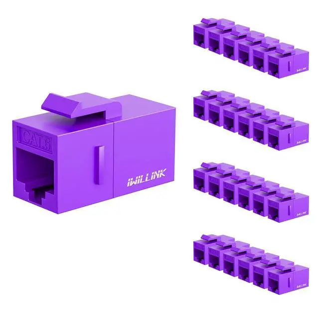 Alt view image 2 of 7 - iwillink RJ45 Cat6 Keystone Coupler 25-Pack and 1 Port Keystone Jack Wall Plate 10-Pack