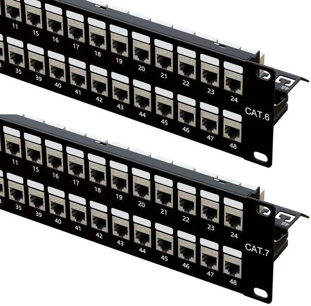 Main image of iwillink 48 Port RJ45 Through Coupler 2U Cat6 Shielded Patch Panel and 48 Port RJ45 Through Coupler 2U Cat7 Patch Panel