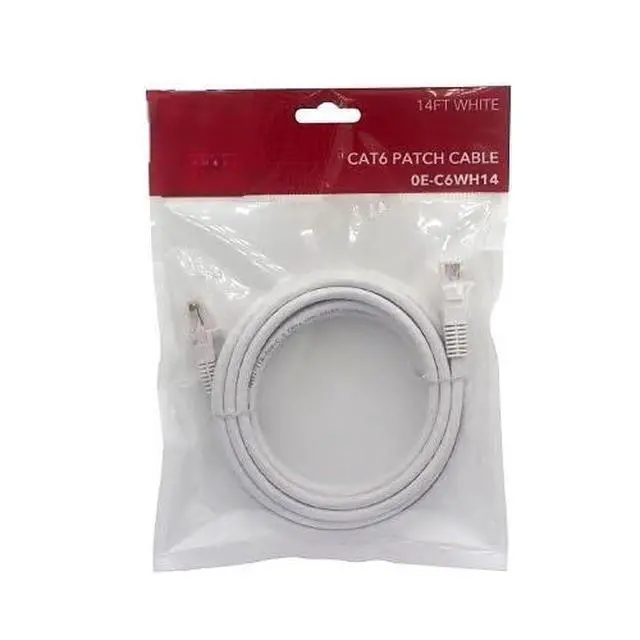 Alt view image 3 of 3 - 0E-C6WH14 CAT6 Patch Cable, 14ft, White, 24AWG, Snagless Molded Boot, for Home and Office Networking