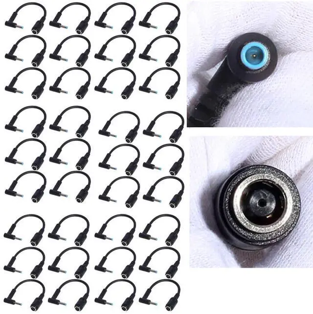 Main image of 40pcs 7.4mm Round Jack to 4.5mm Plug End Power Converter Adapter Cable 17cm Black Color for HP Blue Tips Brand New