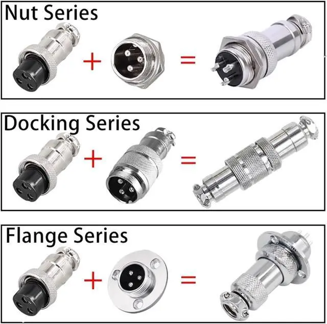 Alt view image 3 of 7 - 5pcs GX12 GX16 GX20 2 3 4 5 6 7 8 9 10Pin Male Female Butting Wire Cable Circular Aviation Socket Plug Panel Connector(GX20 Docking Male,3P)